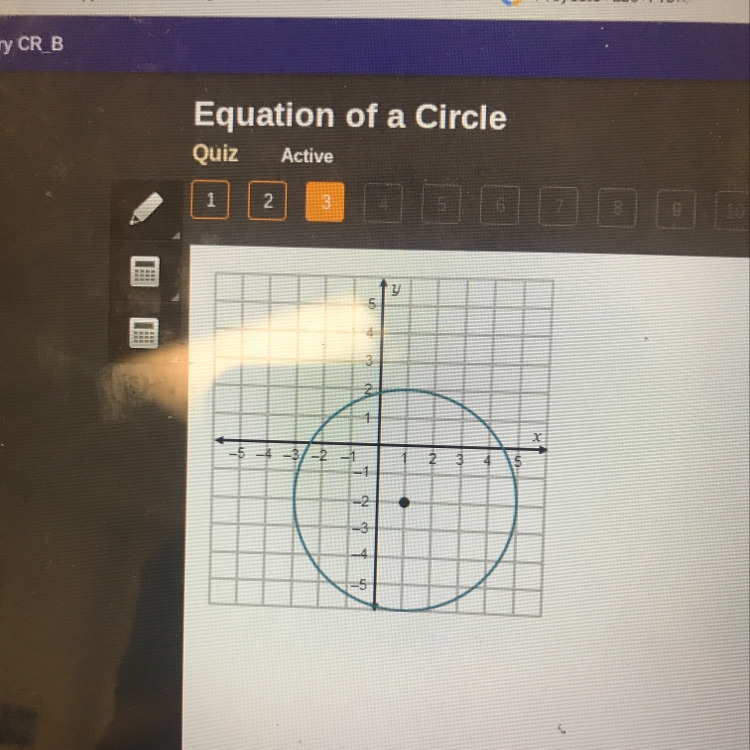 Which equation represents a circle with the same radius as the circle shown but with-example-1