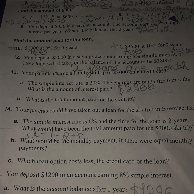 Can somebody answer numbers 13 and 14 all of the parts. Ignore all the other writing-example-1