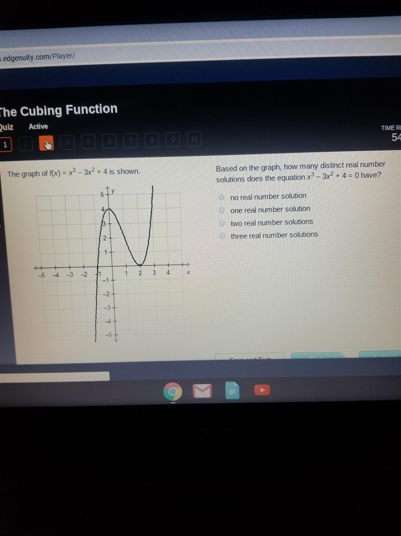 Based on the graph how many district real number solutions does the equation x^3 -3x-example-1