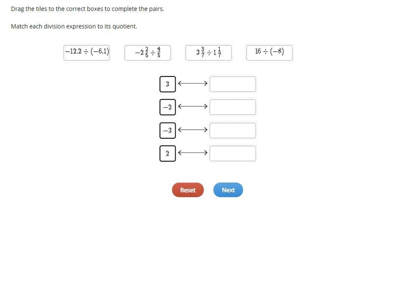 Plss HELP!!!! Match each division expression to its quotient.-example-1