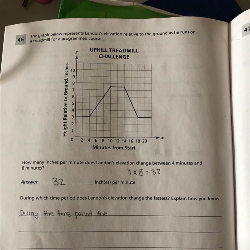 During which time period does Landon's elevation change the fastest? Explain how you-example-1