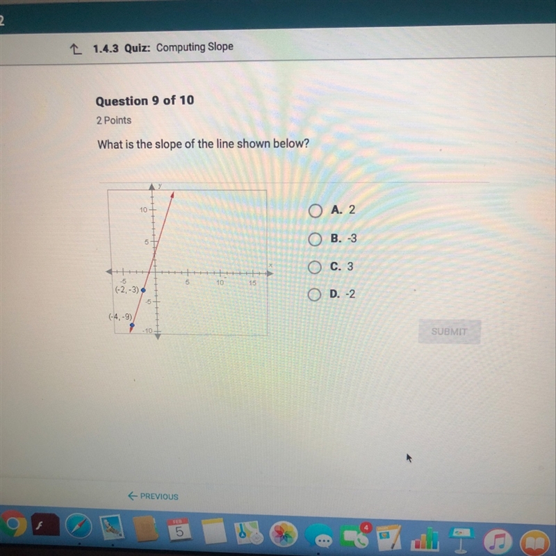 What is the slope of the line shown below?-example-1