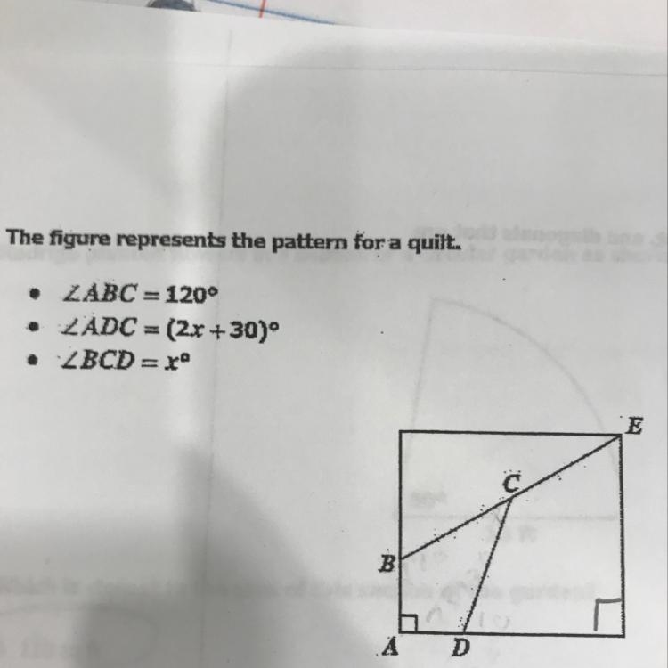 I’m having trouble finding angle DCE, I figured out the angles in the kite (I hope-example-1