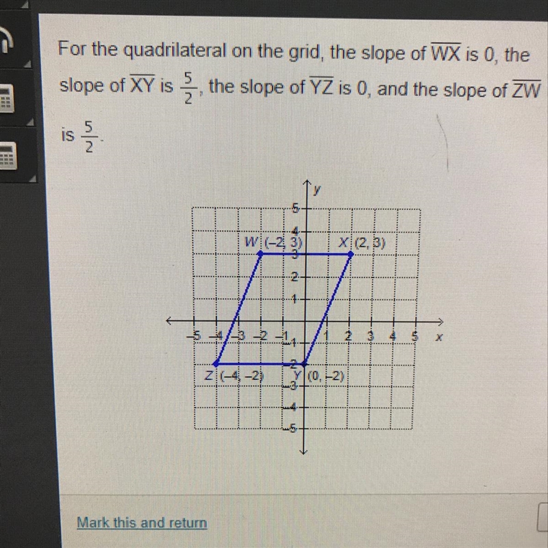 Which statement verifies that quadrilateral WXYZ is a parallelogram? A)The difference-example-1