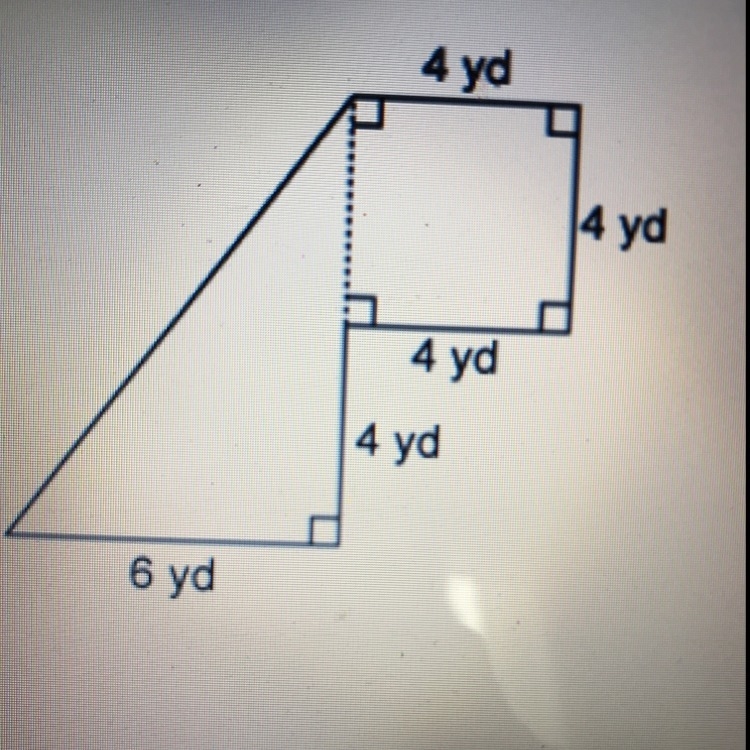 15 POINTS!! What is the area of this figure? A: 28 yd sq B: 40 yd sq C: 52 yd sq D-example-1