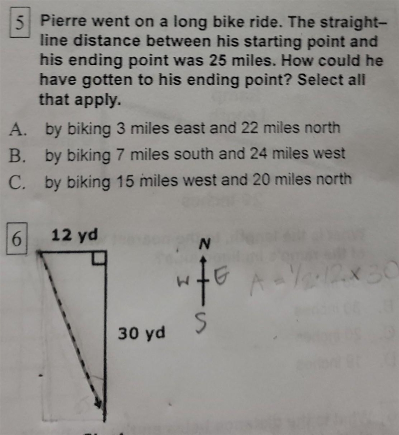 Perry went on a long bike ride the straight-line distance between his starting point-example-1