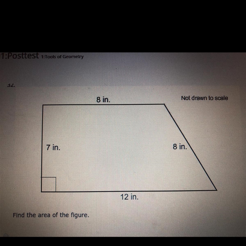 Find the area of the figure A)75in^2 B)70in^2 C)65in^2 D)80in^2-example-1