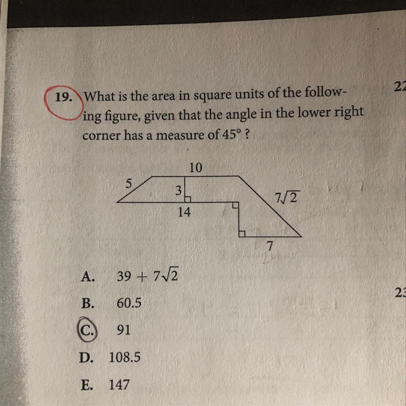 ACT math section. Just need a little help to solve this. I know the answer I circled-example-1