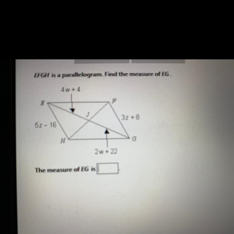 EFGH is a parallelogram find the measure of EG-example-1