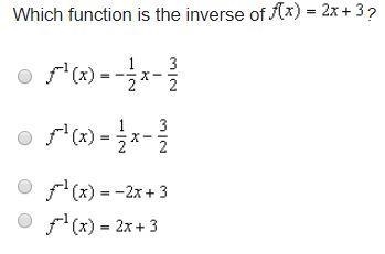 Which function is the inverse of f(x)=2x+3?-example-1