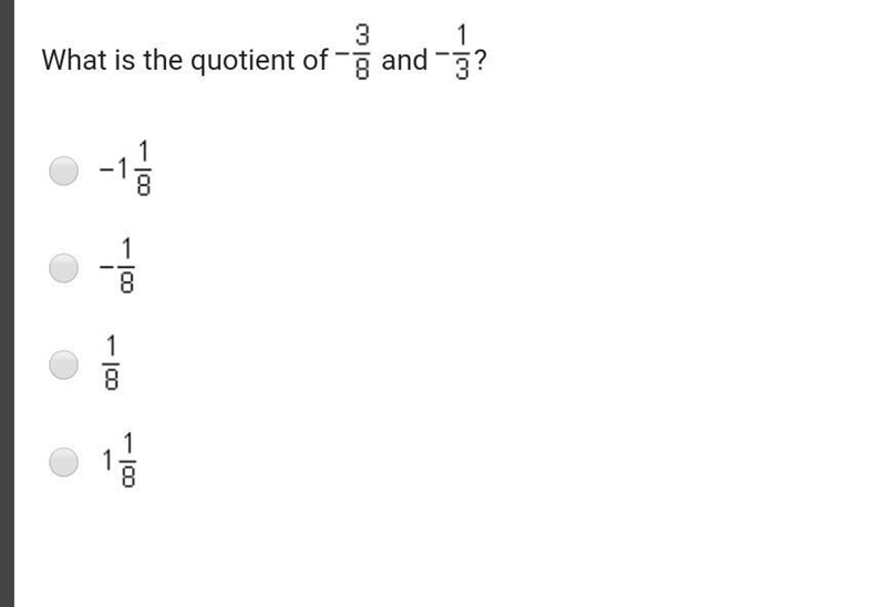 What is the quotient of ￼ and ￼? ￼ ￼ ￼ ￼ ​-example-1