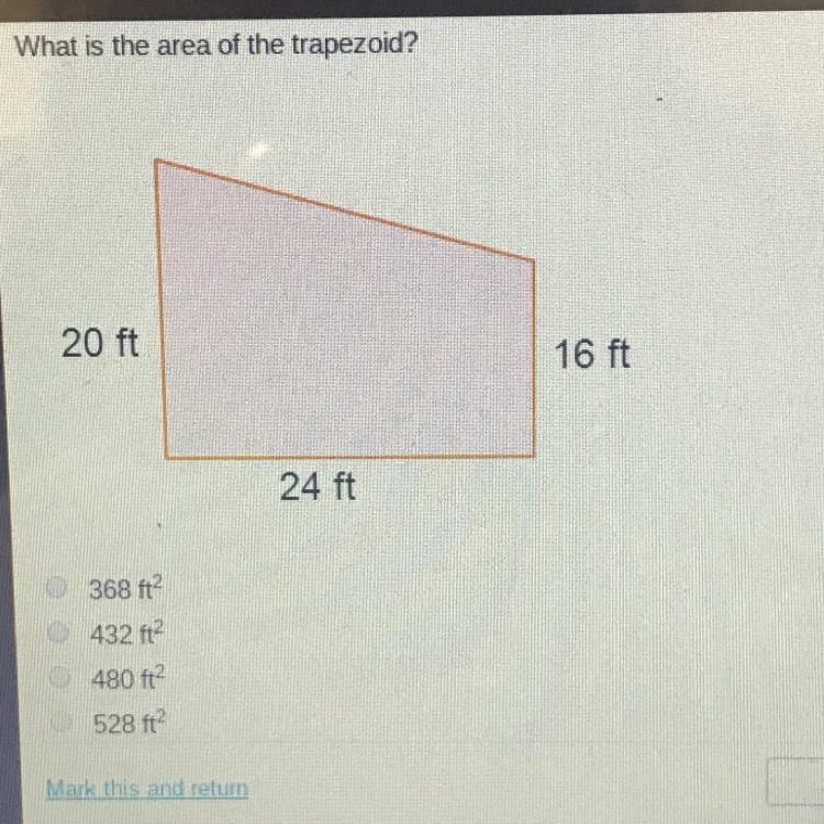 What is the area of the trapezoid ?-example-1