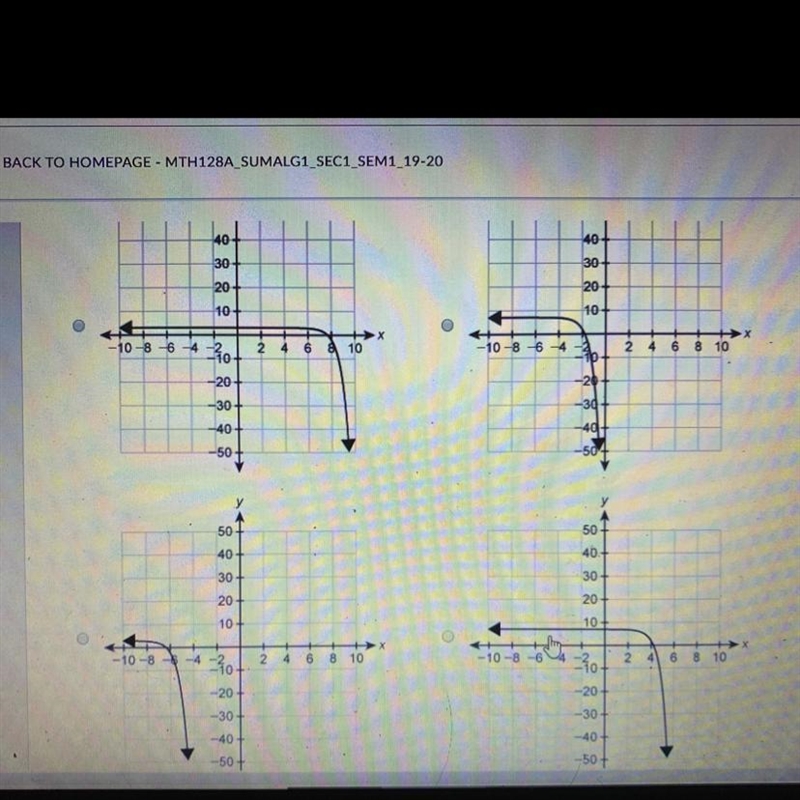 Which graph shows g(x) = -5^x+3 + 7-example-1