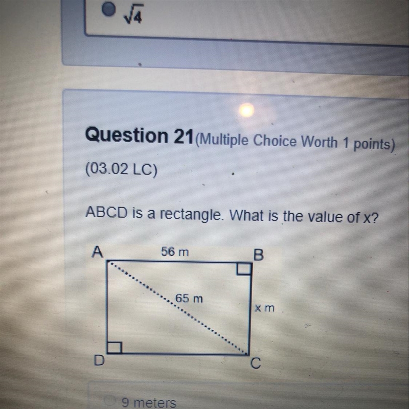 ABCD is a rectangle. What is the value of X?-example-1