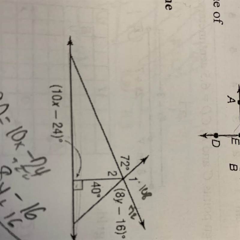 How would i find the measurement of angle 1 & 2-example-1