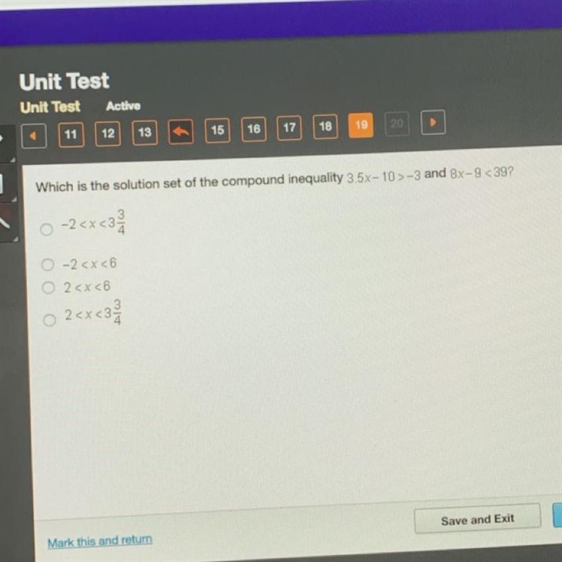 What is the solution set of the compound any quality 3.5-10>-3 and 8x-9<39?-example-1