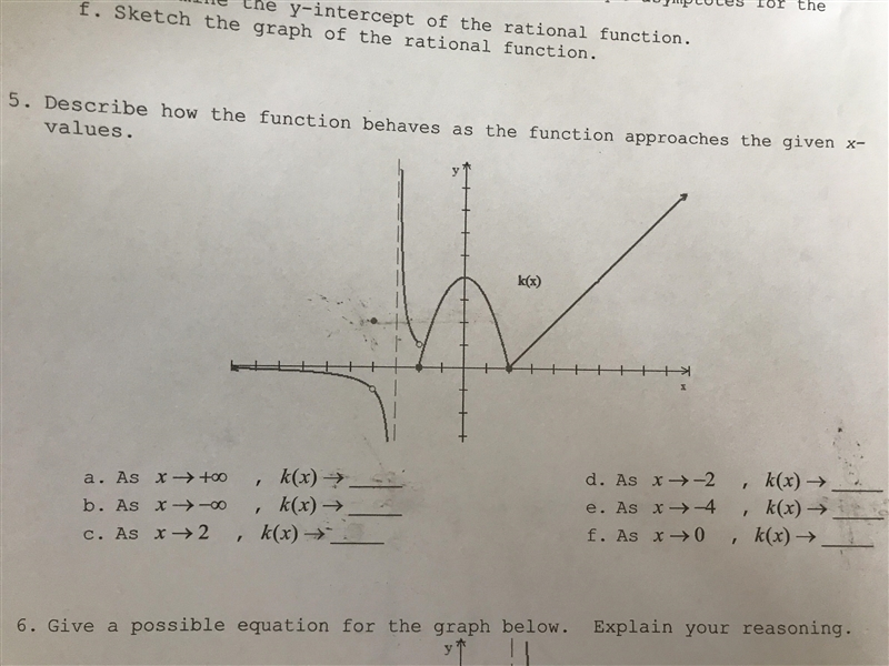 Please explain how this function behaves when it approaches the given x values!-example-1