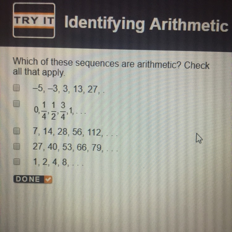 Which of these sequences are arithmetic?-example-1