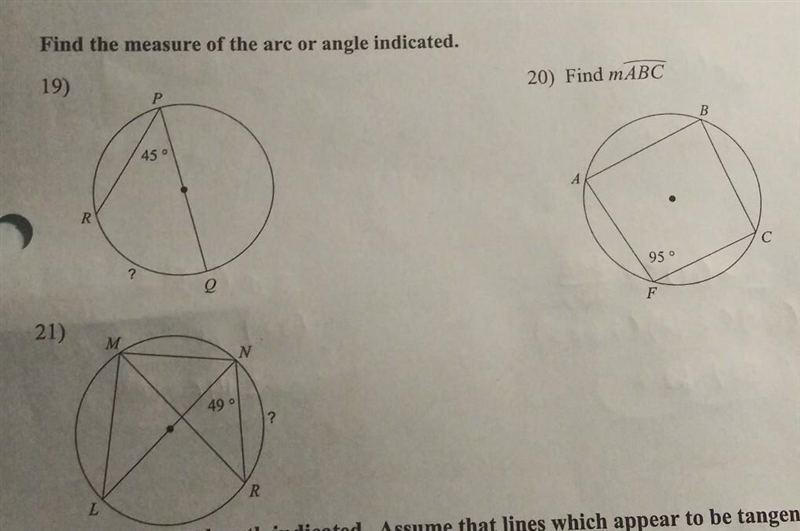 Find the measure of the arc or angle indicated.​-example-1