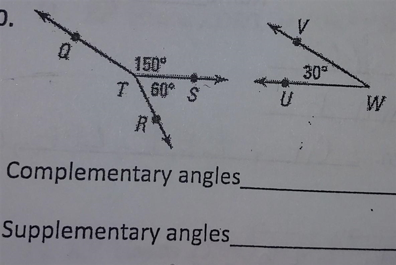 Name the pair of complementary angles and pair of supplementary angles​-example-1