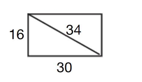 The diagonal of the rectangle is 34 inches. The side is 16 inches and the base is-example-1