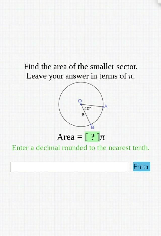 Find the area of the smaller sector (please help me(​-example-1