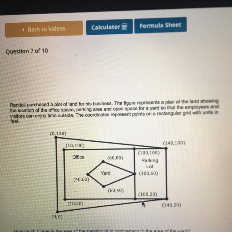 Randall purchased a plot of land for his business. The figure represents a plan of-example-1