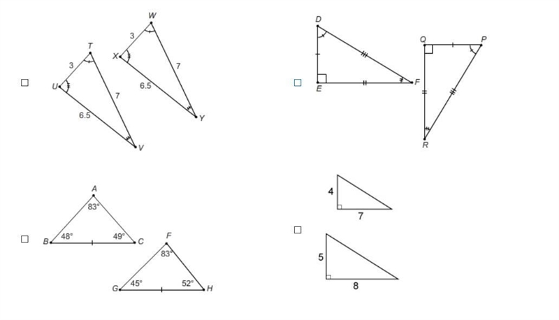 Please help me 16 points Which polygons are congruent? Select each correct answer-example-1