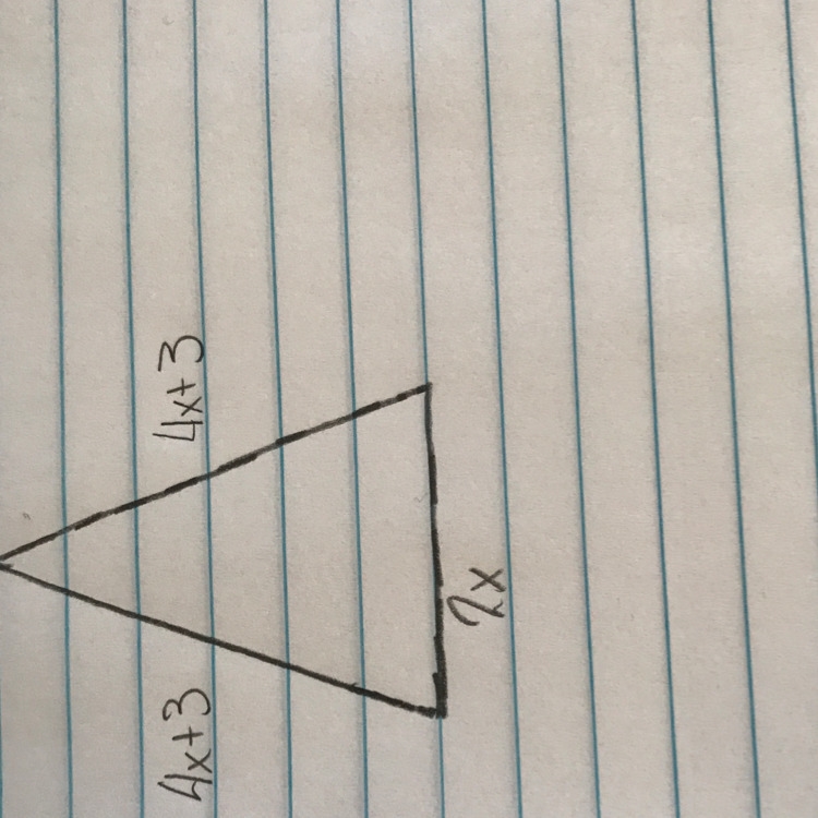 What is 4x+3 + 4x+3 + 2x ??? Can someone help me these are the dimensions of the isosceles-example-1