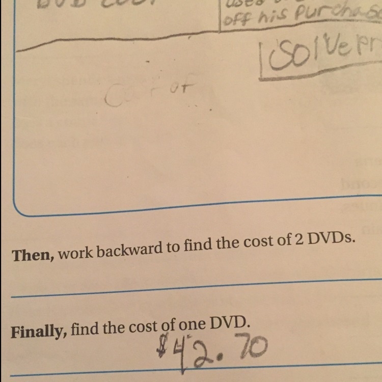 Then work backward to find the cost of 2 dvds-example-1