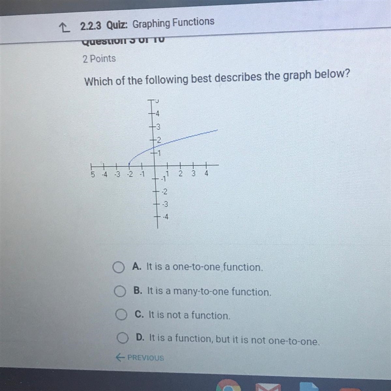 Which of the following best describes the graph below?-example-1