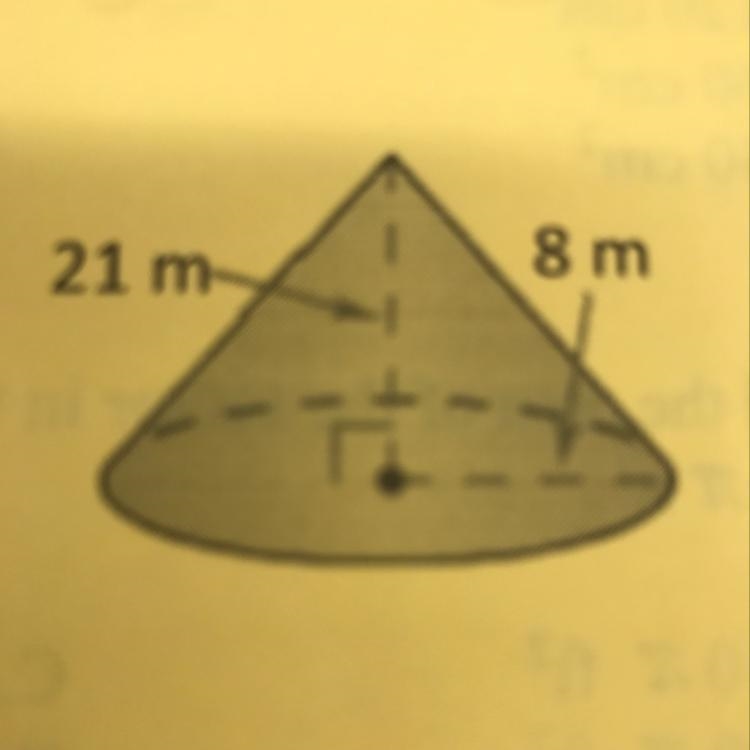 Find the volume of the cone in terms of pie.-example-1