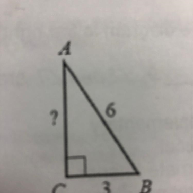 4. In the figure below, ABC is a right triangle. The length of AB is 6 units and the-example-1