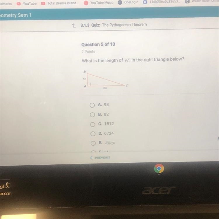 What is the length of side bc in the right triangle below-example-1