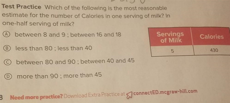 which of the following is most reasonable estimate for the number of calories in one-example-1