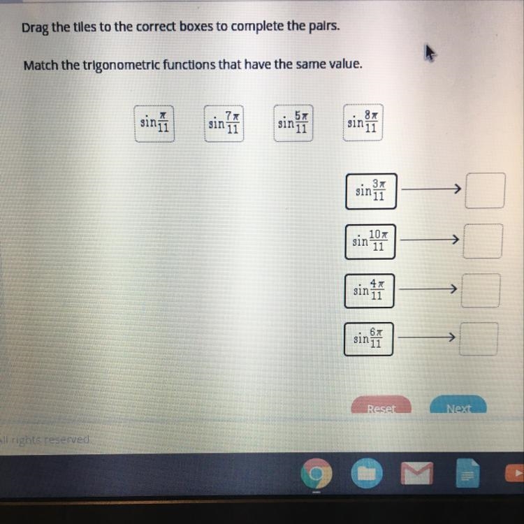 Match the trigonometric functions that have the same value.-example-1