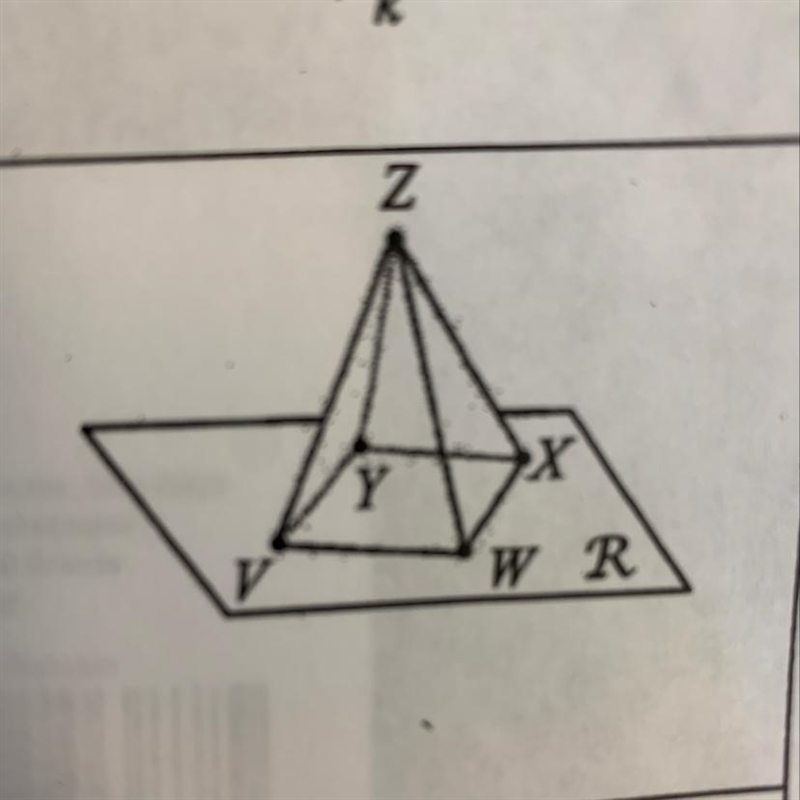 3. Use the diagram to the right to name the following. a) Three coplanar points. b-example-1