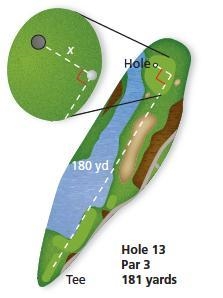 The figure shows the location of a golf ball after a tee shot. How many feet from-example-1