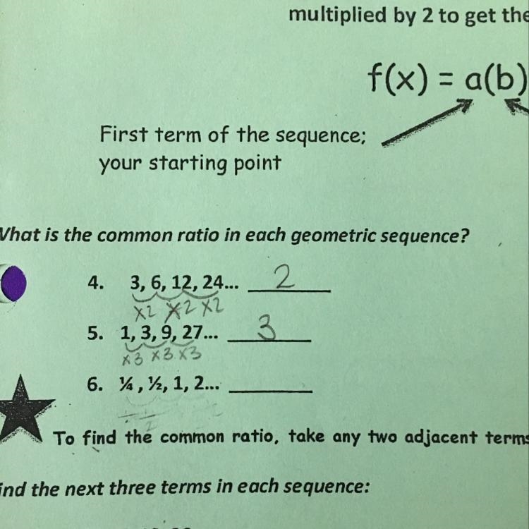 What is the common ratio in each geometric sequence-example-1