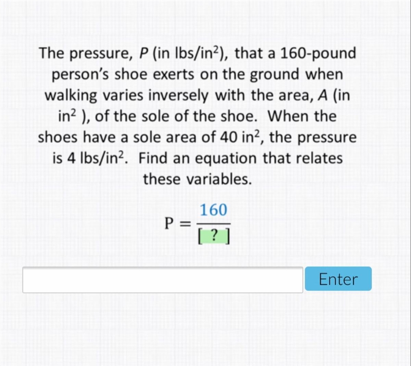 I already know that K = 160 but I’m not 100% sure what they’d want for the denominator-example-1