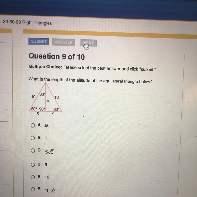 What is the length of the equilateral triangle below?-example-1