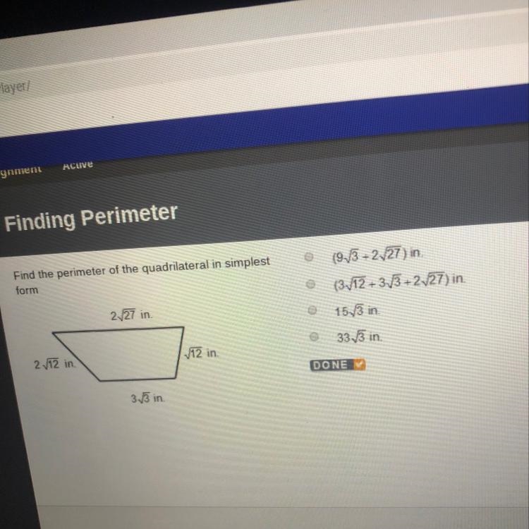 Find the perimeter of the quadrilateral in simplest form-example-1