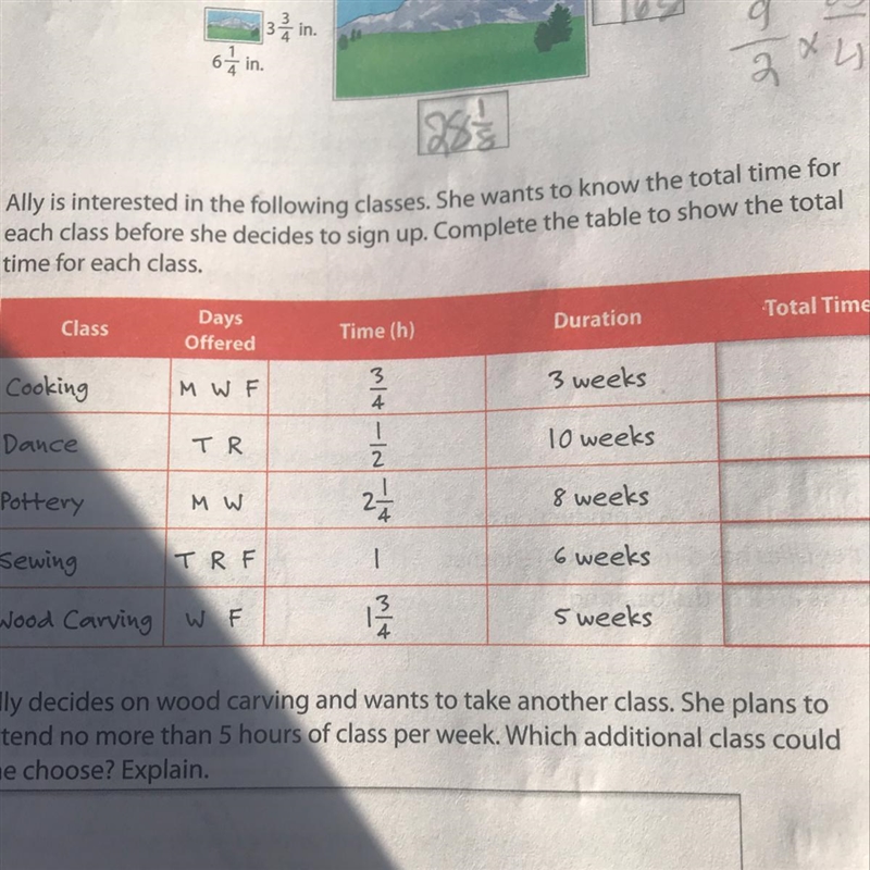 Ally is interested in the following classes. She wants to know the total time for-example-1