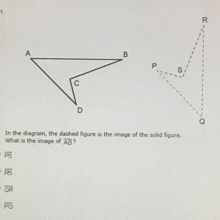 In the diagram, the dashed figure is the image of the solid figure. What is the image-example-1