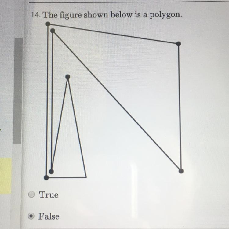 14 points!! Is this shape a polygon?-example-1