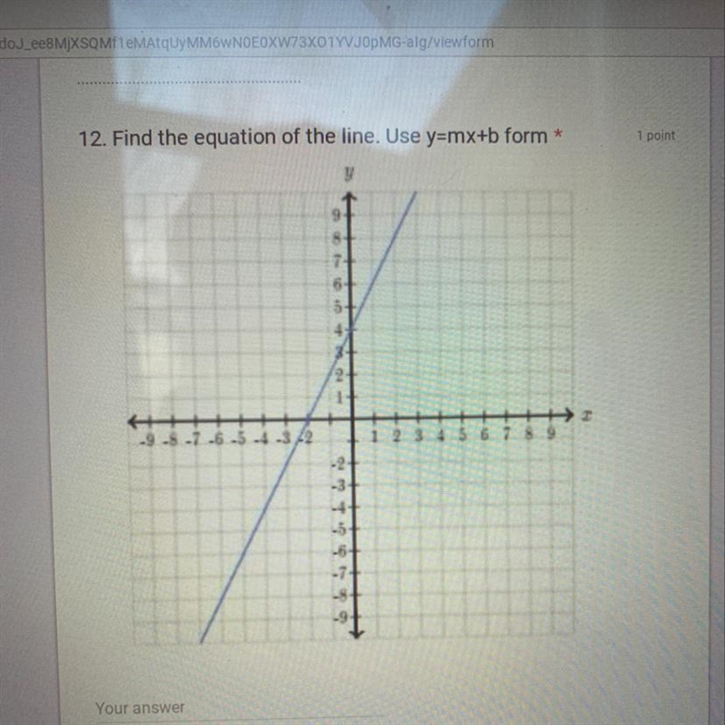 Find the equation of the line using y=mx+b form thank you :)-example-1