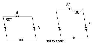 The two parallelograms in the figure are similar. What is the value of x? A. 26 B-example-1