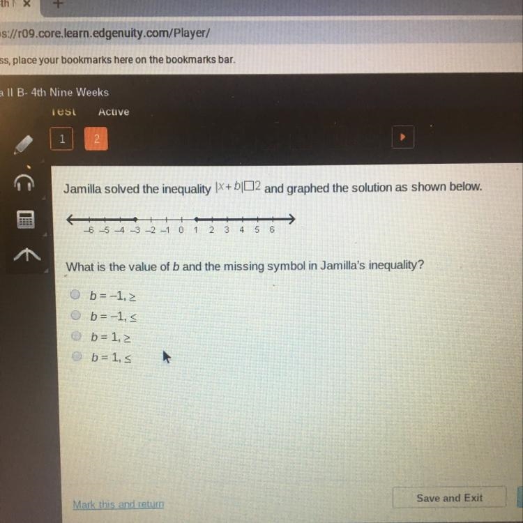 What is the value of b and the missing symbol in Jamilla’s inequality?-example-1