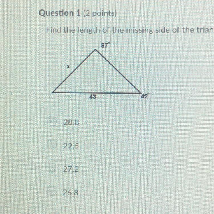 Find the length of the missing side of the triangle below-example-1