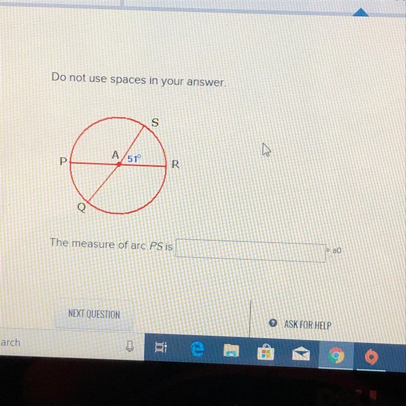 Do not use spaces in your answer. The measure of arc PS is-example-1